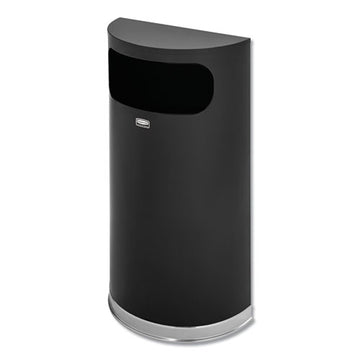Rubbermaid® Commercial European And Metallic Series Receptacle, Half-round, 9 Gal, Black-chrome freeshipping - TVN Wholesale